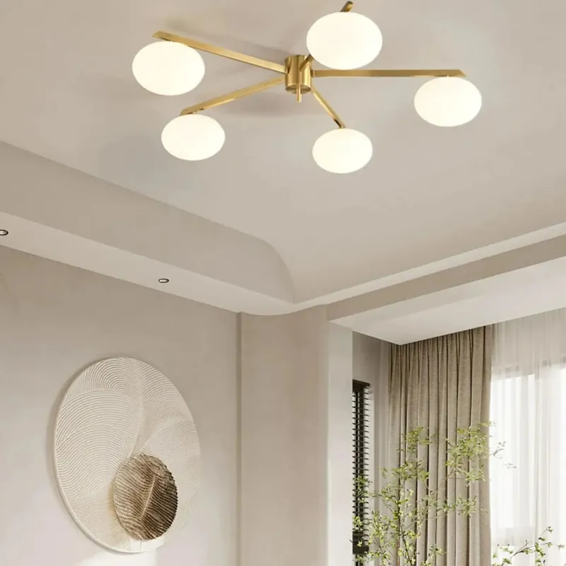 Bauhaus Brass Gold LED Pebbles Glass Ceiling Lights Lamp Bedroom Study Room Sputnik Lamp Living Room Dining Room Pendant Lighting
