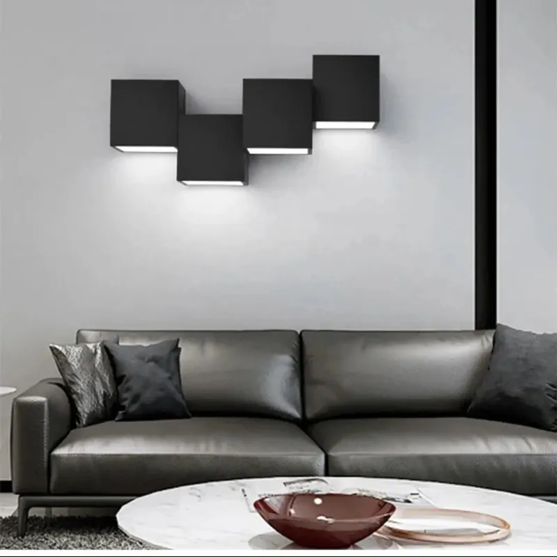 Simple Gradation Black White Square New Modern LED Wall Lamps Living Room Dining Room Bedroom Bedside Corridor Hall Lights Indoor Lighting