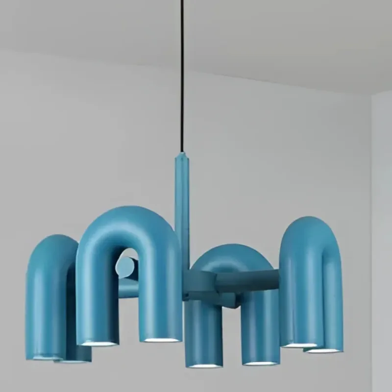 Modern Creative U-Shaped Lampshade Pendant Lamps, Nordic Rotatable LED Chandeliers for Restaurant, Sample Room, Coffee Shop, Boutique, Art Decoration