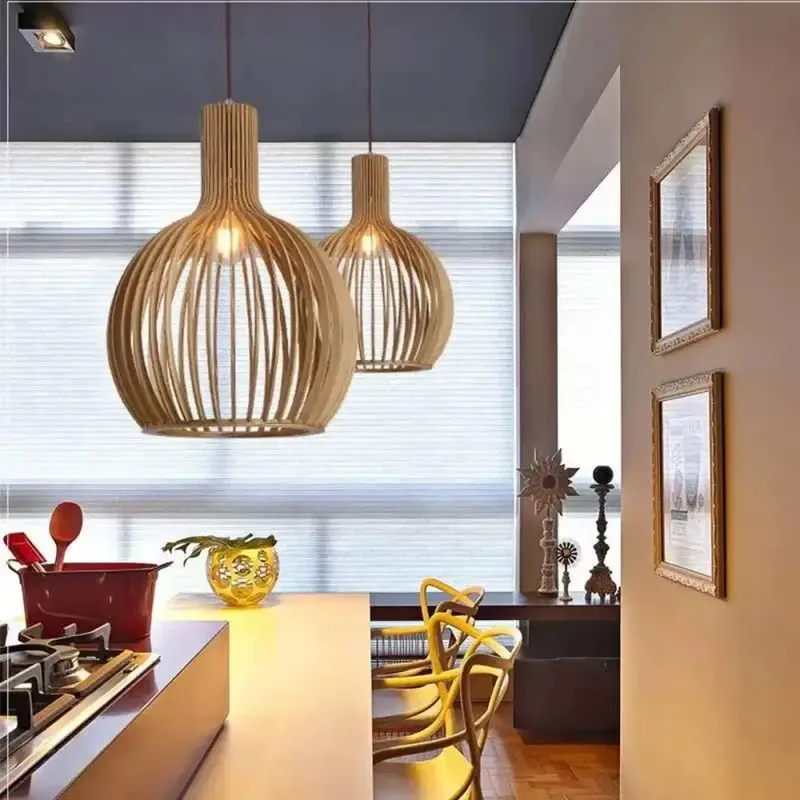 Wabi-sabi LED Chandelier for Restaurant, Foscarini Solid Wood Pendant Light for Kitchen Island, Counter, Loft, Art Decor, Home Design Lamp