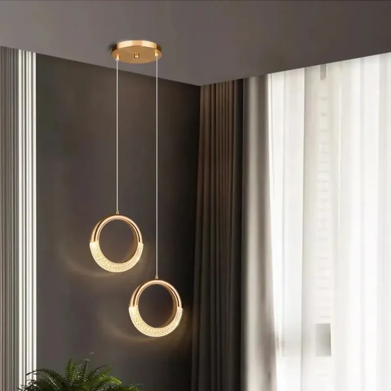 Luxury light bedroom bedside small modern pendant long line restaurant study light net red creative moon aisle light