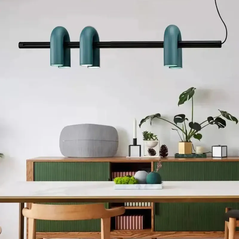 Modern Creative U-Shaped Lampshade Pendant Lamps, Nordic Rotatable LED Chandeliers for Restaurant, Sample Room, Coffee Shop, Boutique, Art Decoration