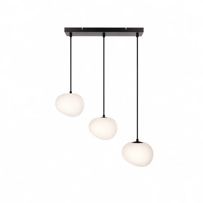 Suspension 3 lampes verre blanc opale | Onyx