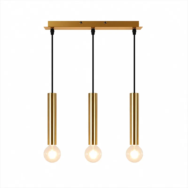 Suspension 3 Cylindres Dorés Ampoules Apparentes | Dallas