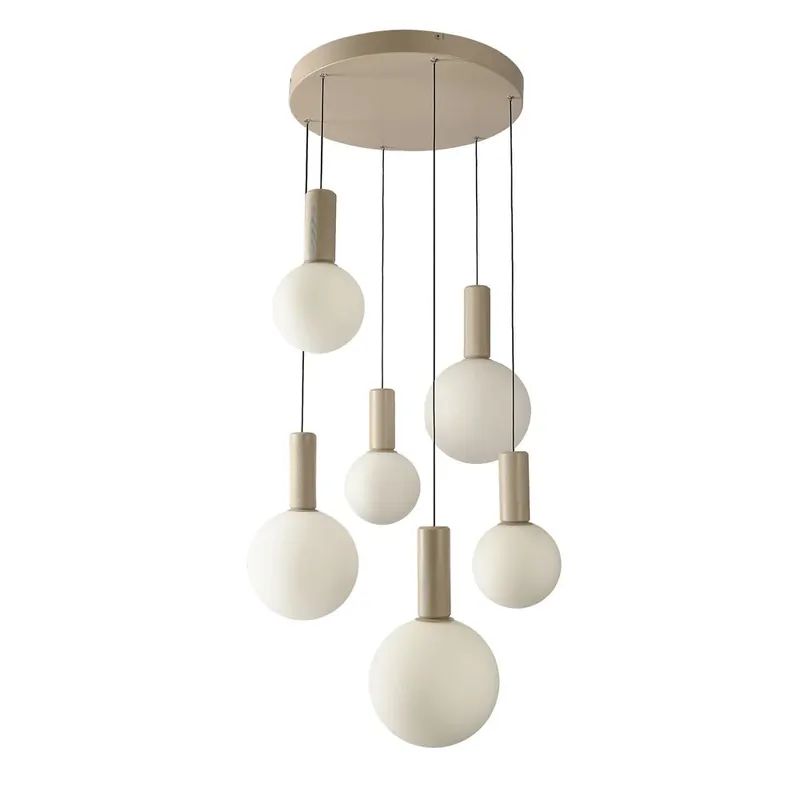 Suspension 6 Lampes Opaline Beige | Testa