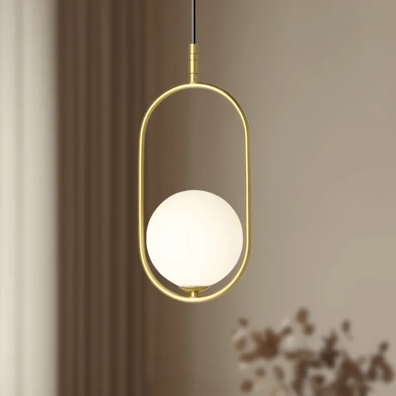Suspension Cordel — Laiton doré & abat-jour blanc, G9