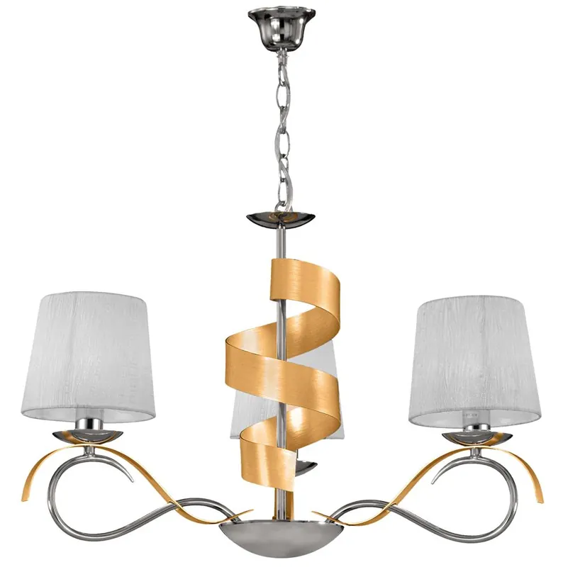 Suspension DENIS — 3×E14, chrome + doré