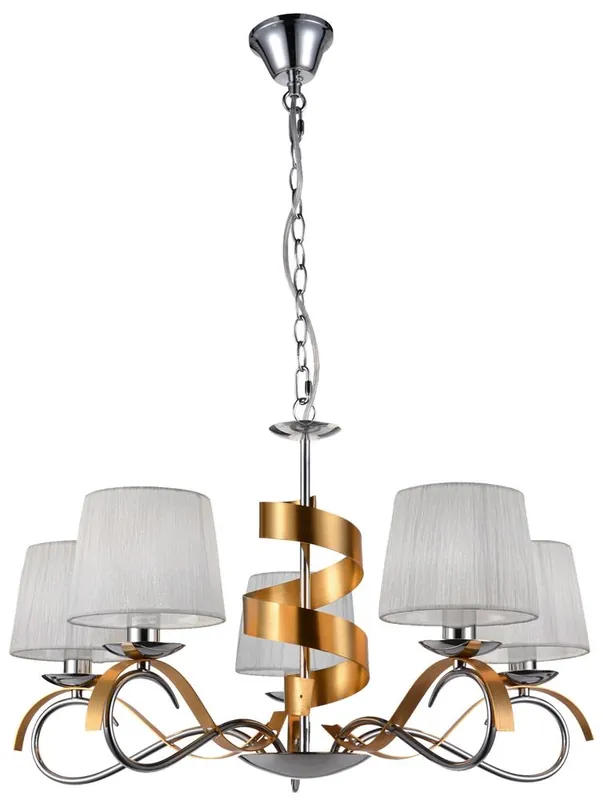 Suspension DENIS — 5×E14, chrome + doré