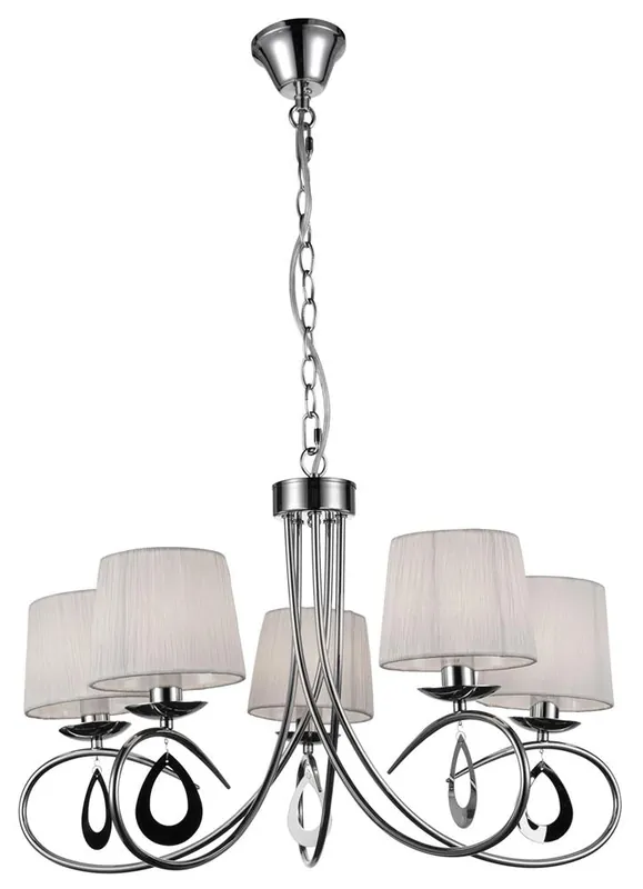 Suspension ARNIKA — 5×E14, chrome + blanc