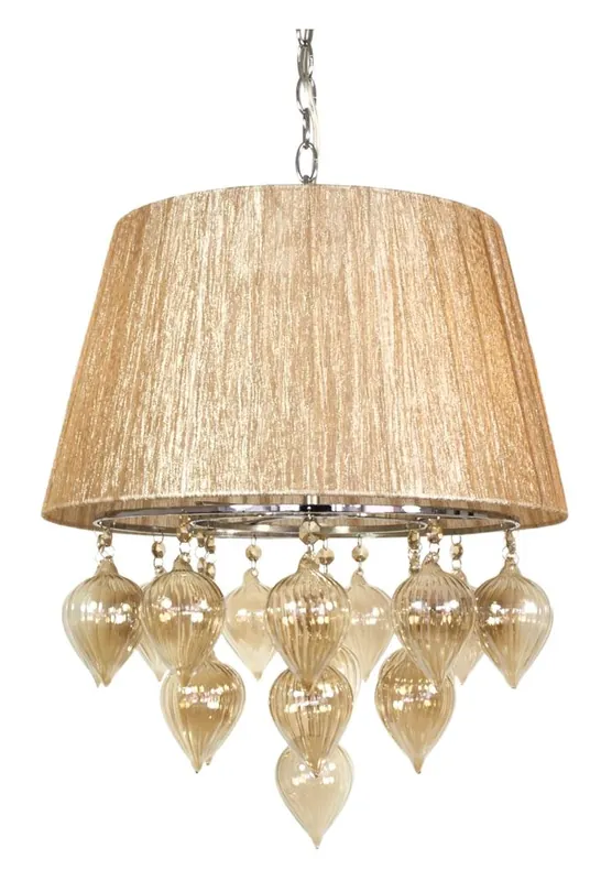 Suspension ELISSA — 3×E14, gris and beige