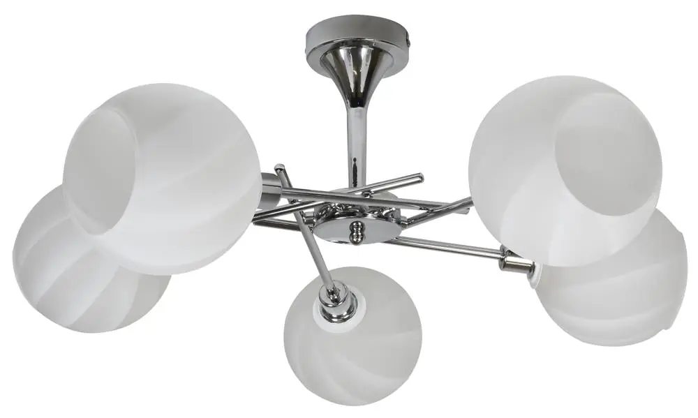 Suspension RAUL — 5×E27, chrome, blanc shade