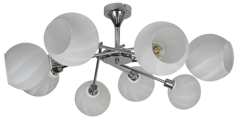 Suspension RAUL — 8×E27, chrome, blanc shade