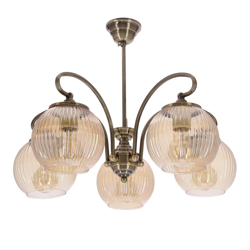 Suspension — 5×E27, antique laiton