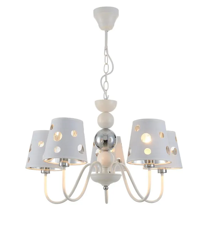 Suspension 5-LIGHT SHADED CHANDELIER — 5×E14, blanc