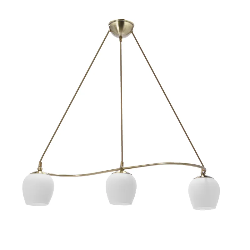 Suspension Serano — 3×E27, antic laiton + blanc