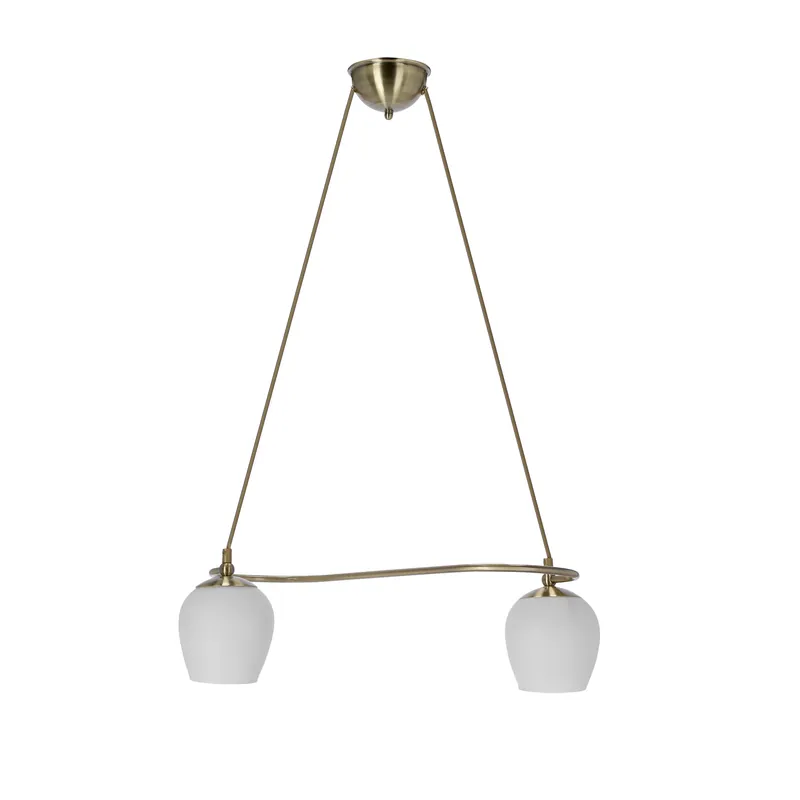 Suspension Serano — 2×E27, antic laiton + blanc