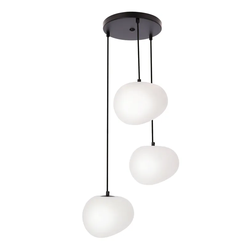 Suspension STONES — 3×E27, blanc and noir