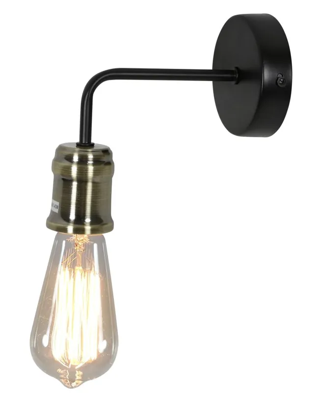 Applique murale GoldIE — 1×E27, noir + antic laiton