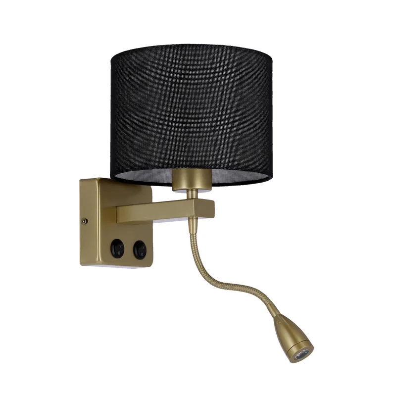 Applique murale Polo — 2×E27, noir + doré