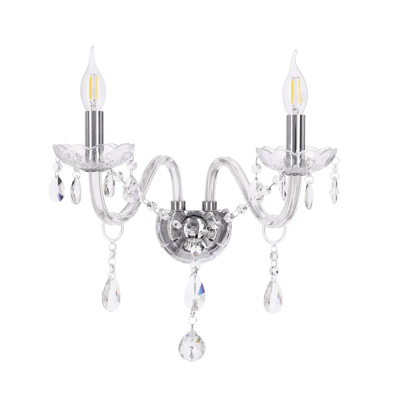 Applique murale Cristallo chrome — 2×E14, transparent