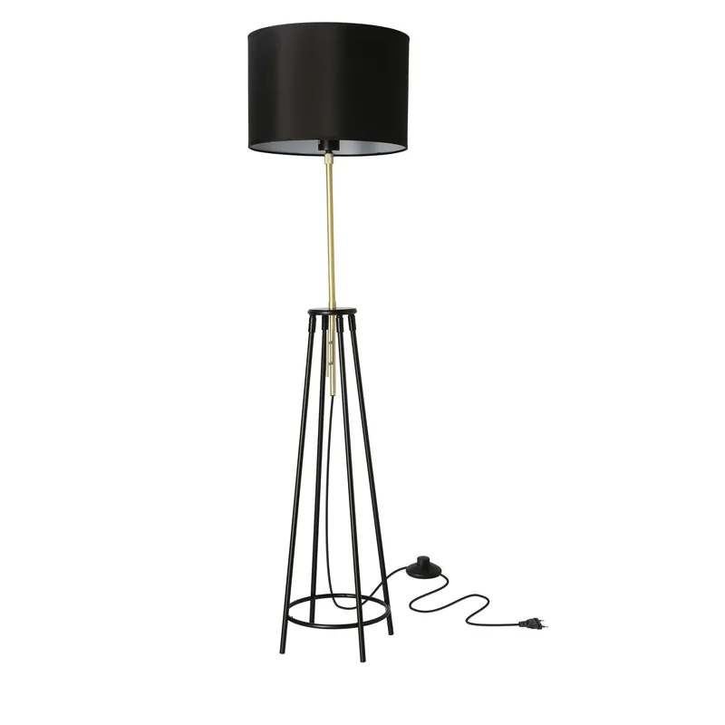 Lampadaire TEGOLA — 1×E27, noir + doré