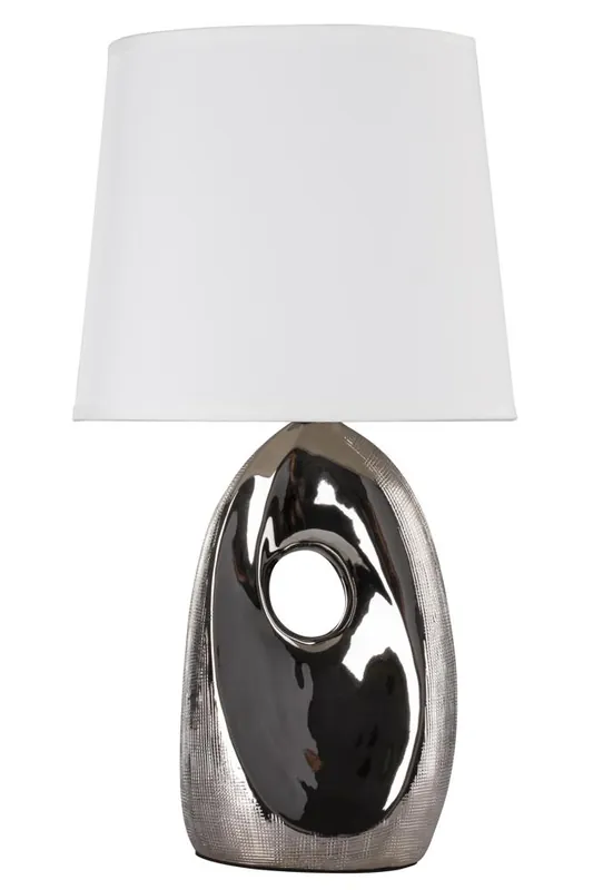 Lampe à poser HIERRO — 1×E27, chrome + blanc