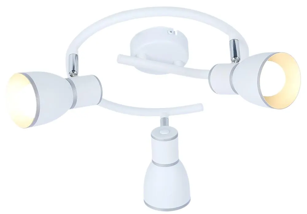 Plafonnier FIDO Spiral — 3×E14, blanc + chrome