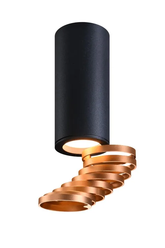 Plafonnier TUBE — 1×GU10, noir + doré