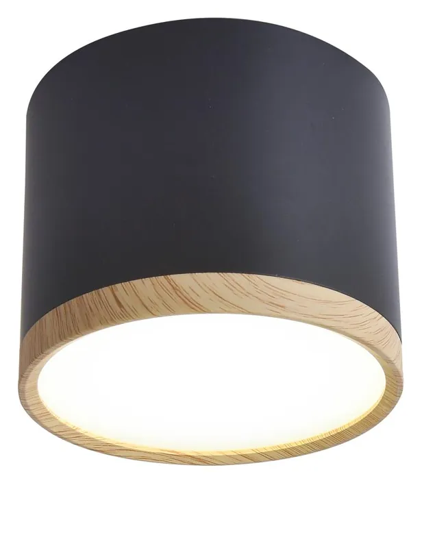 Plafonnier TUBE — 1× noir + wooden