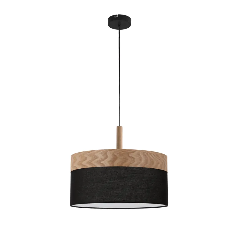 Plafonnier — 1×E27, noir + wooden