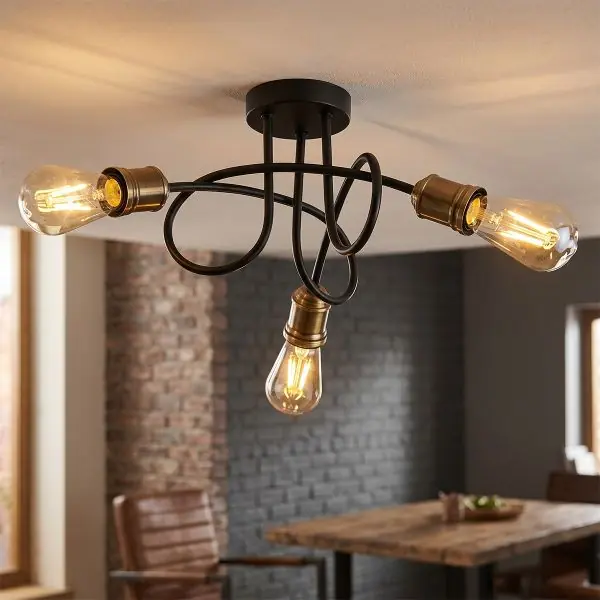 Suspension Industrielle 3 Têtes E27 SHELTER | Métal Noir Mat