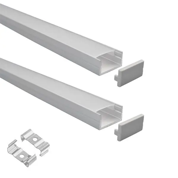 Lot de 2 Profilés Aluminium Carrés 1M avec Diffuseur Opaque pour Ruban LED