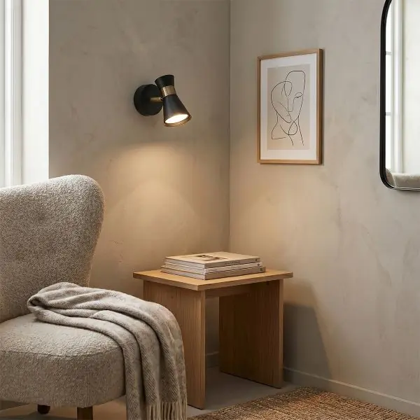 Applique Murale Inclinable Haut Bas SHIRLEY GU10 | Noir Mat et Cuivre