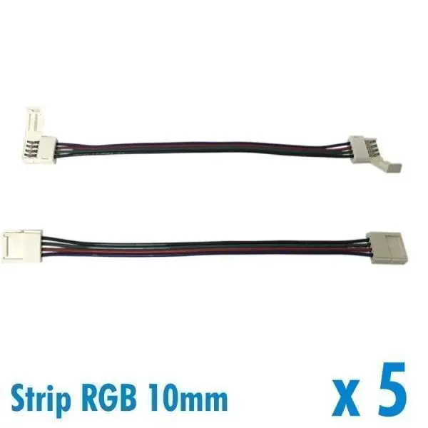 Lot de 5 connecteurs pour ruban RGB 10mm + 15cm de fil + connecteur
