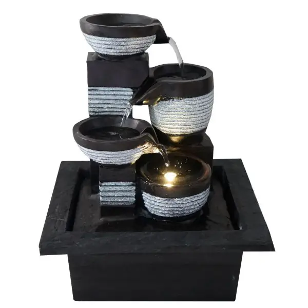 Fontaine d'Intérieur LED ARKANA Cascade 4 Jarres Bicolore