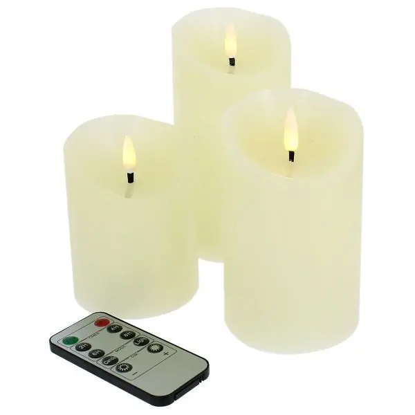 Lot de 3 bougies LED Flamme 3D avec Télécommande