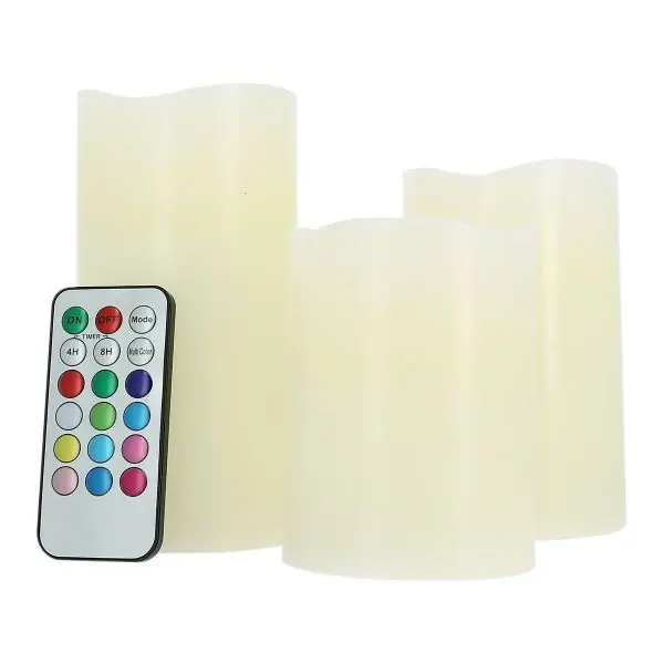 Lot de 3 bougies LED RGB avec Télécommande