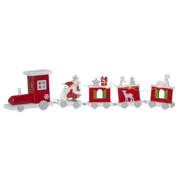 Décoration de table noël train lumineux en bois sur piles