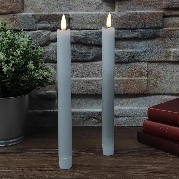 2 Bougies chandelles flamme 3D LED cire blanche
