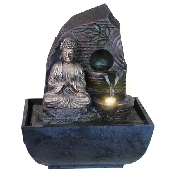 Fontaine d'Intérieur LED BOUDDHA NIRVANA Décoration Zen en Résine
