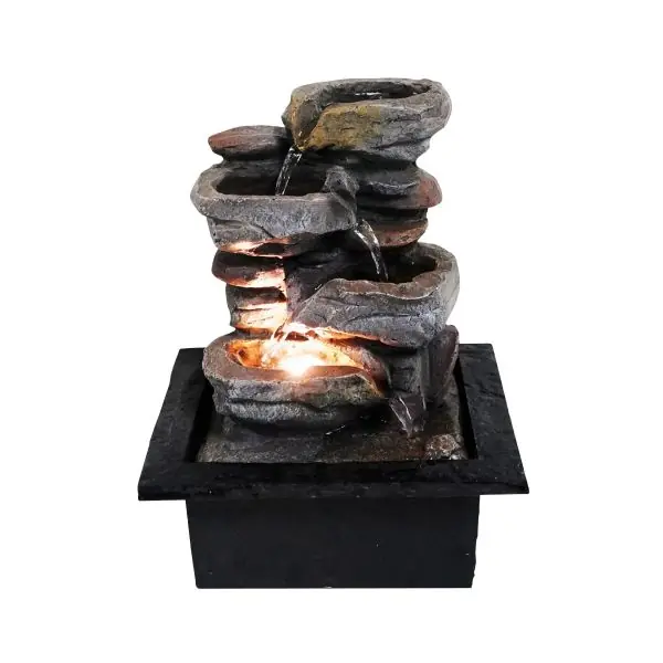 Fontaine d'Intérieur LED ROCKFLOW Cascade de Roches en Résine