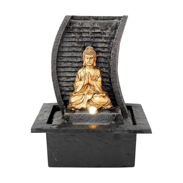 Fontaine d'Intérieur LED EDENWALL Bouddha Cascade Zen en Résine