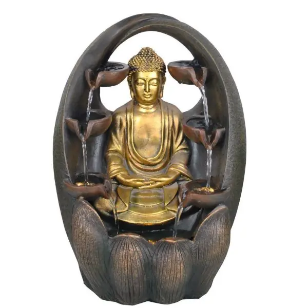 Fontaine d'Intérieur LED SHAGSHAG Grand Bouddha Doré (38cm)