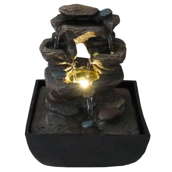 Fontaine d'Intérieur LED ROCKFALL Cascade 3 Niveaux en Résine