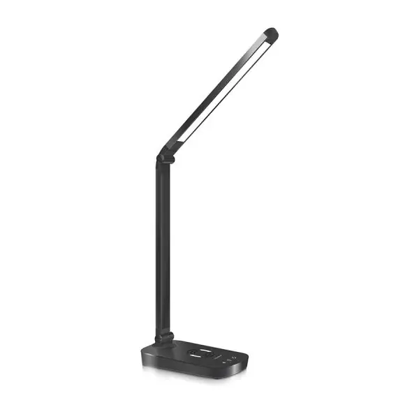 Lampe de bureau LED noir dimmable avec chargeur de téléphone sans fil