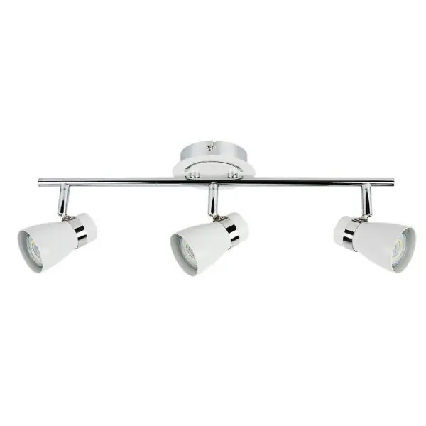 Plafonnier HAMPTON 3 têtes pour ampoules GU10 - Blanc et Chrome