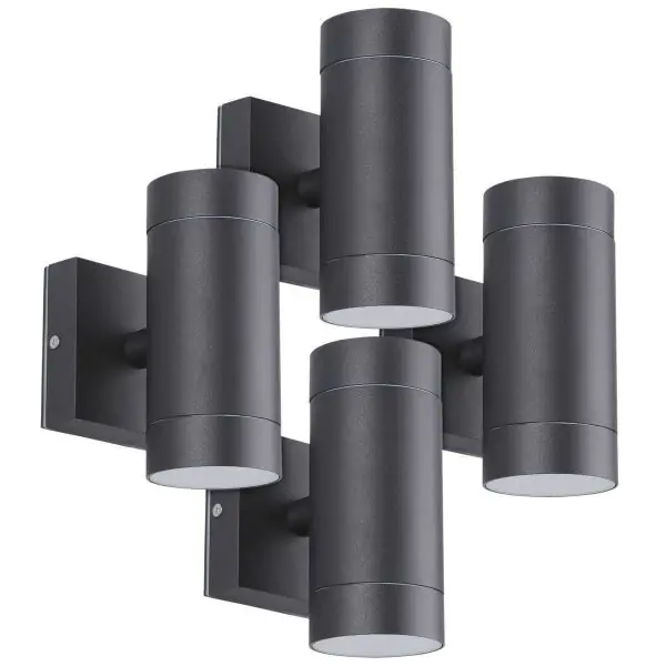 Lot de 4 Appliques noire VENICE Extérieure double faisceau GU10 IP54