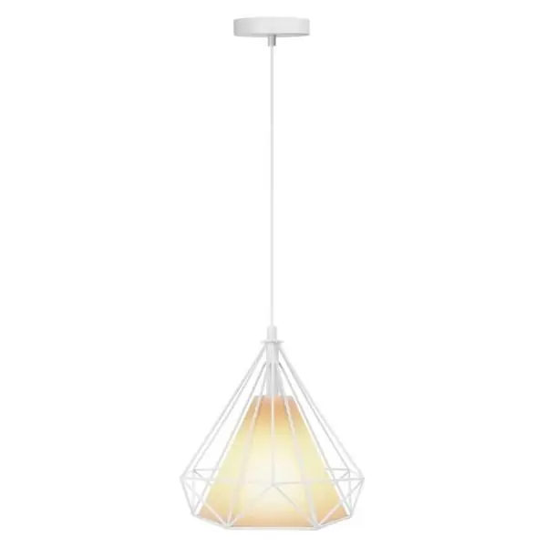 Suspension industrielle géométrique en métal E27 Blanche