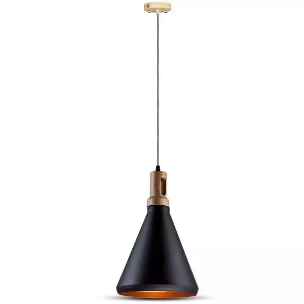 Suspension intérieur scandinave Noire Bois et Métal E27 V-Tac