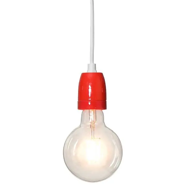 Suspension E27 vintage porcelaine avec prise GLAZE Rouge
